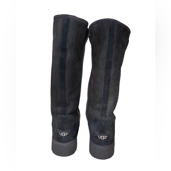UGG classic tall black suede boots women’s  size 9 fur booties - Picture 10 of 11